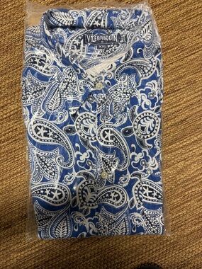 Vilebrequin Blue and White Paisley Casual Button-Down Shirt